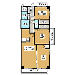 ガーデンシティ北名古屋 3LDKの間取図画像