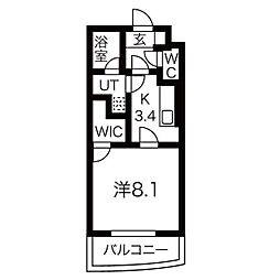 イサリオン 1Kの間取図画像