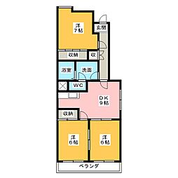 メゾンきさらぎ 3DKの間取図画像