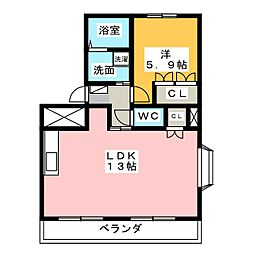 ジーシャイン 1LDKの間取図画像