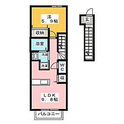 メゾンパレエ 1LDKの間取図画像