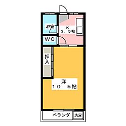 佐枝ビル 1Kの間取図画像