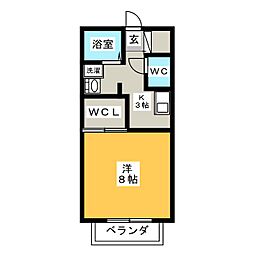 サン・f・p1ミぃ～ 1Kの間取図画像