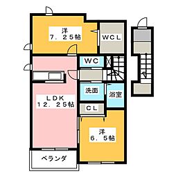 フルール 2LDKの間取図画像
