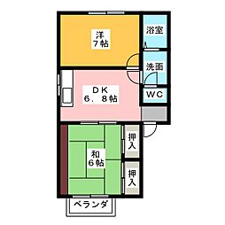 メゾン久遠2 2DKの間取図画像