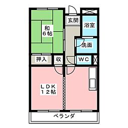 リンピア魚住 1LDKの間取図画像