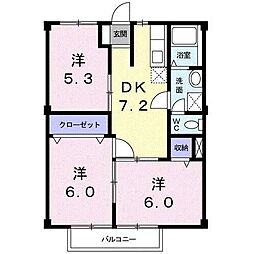 アクティブ河原A 3DKの間取図画像