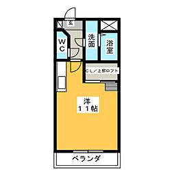 プランドール・アイ 2階ワンルームの間取り