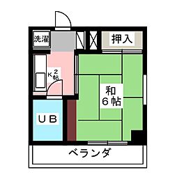 大嶽弥富マンション 2階1Kの間取り
