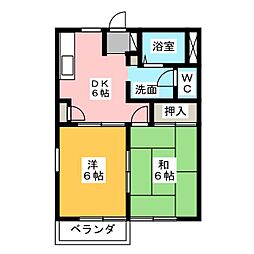 CASA弥富A棟 2階2DKの間取り
