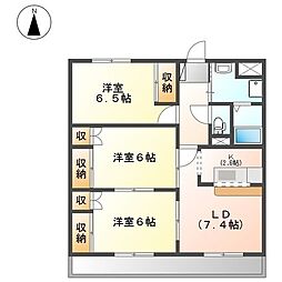 ヴァンヴェール五明　A棟 3階3LDKの間取り
