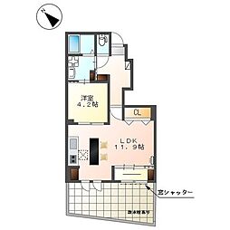 仮）弥富市鯏浦町上本田新築アパート 1階1LDKの間取り
