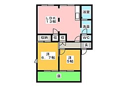 パークタウン平島A 2LDKの間取図画像