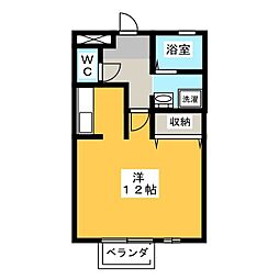 ラ・フォーレ浜辺 ワンルームの間取図画像