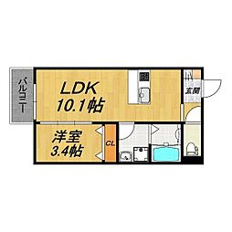 LECOCON 弥富IV 1LDKの間取図画像