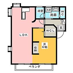 アパートメントゼロ 1LDKの間取図画像