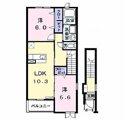 カーサアウローラ2 2LDKの間取図画像