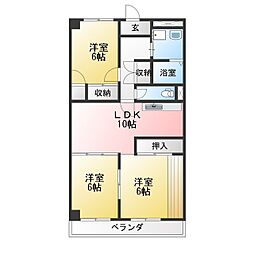 ブルースカイ2 3LDKの間取図画像