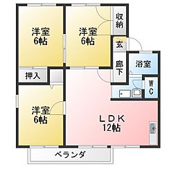 メルセジュールセカンド 3LDKの間取図画像