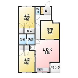 リヴィエール辰起 2LDKの間取図画像