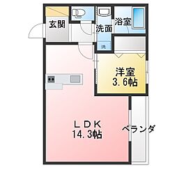 中町・マイスターセブン 1LDKの間取図画像