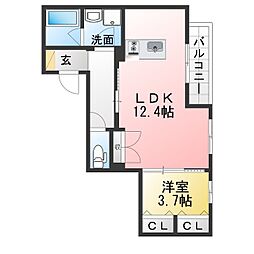 中町・マイスターセブン 1LDKの間取図画像
