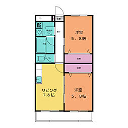 ソレイユ・ルヴァン 2DKの間取図画像