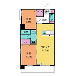 さんぶらいと本通り 2LDKの間取図画像
