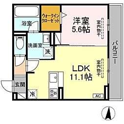 静岡市葵区若松町アパート 1LDKの間取図画像