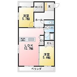 グランスタジオ安西 2LDKの間取図画像