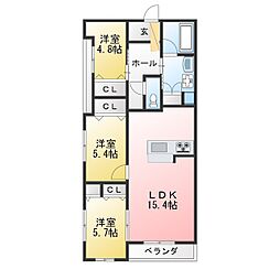 グランスタジオ安西 3LDKの間取図画像