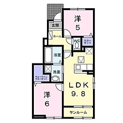 静岡市葵区昭府1丁目アパート 2LDKの間取図画像