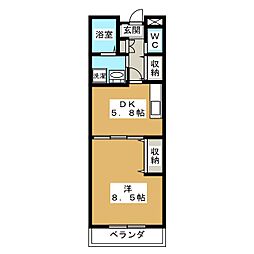 アビタシオンオジェール 1DKの間取図画像