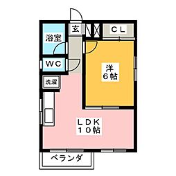 フラットピュア 1LDKの間取図画像