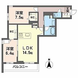 Crestieq大岩本町 2LDKの間取図画像