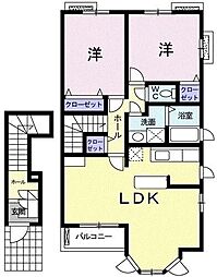 クラール安東A 2LDKの間取図画像