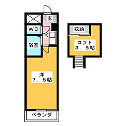 マロンコート安東 1Kの間取図画像