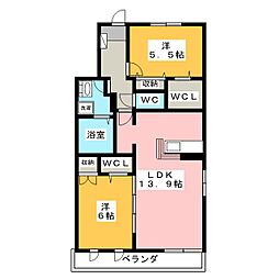 ウィステリア東鷹匠 2LDKの間取図画像