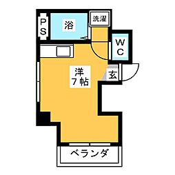 オラシオン人宿2 ワンルームの間取図画像