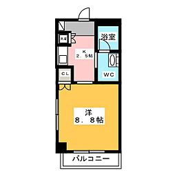 リバブル本通 1Kの間取図画像