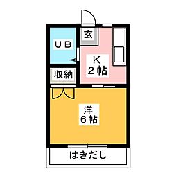 コンフォート石井 1Kの間取図画像