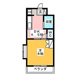 セントポーリア3 1DKの間取図画像