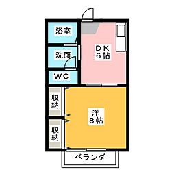 ウッダレート曲金 1DKの間取図画像