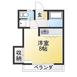 コーポベルフォール ワンルームの間取図画像