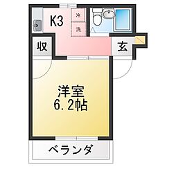ボ・セジュール草薙 1Kの間取図画像