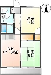 さつきハイツB 2DKの間取図画像