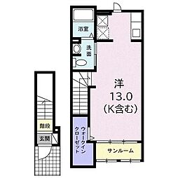 ビアンコ2 ワンルームの間取図画像