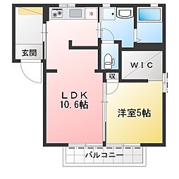 サニーヒルズ杉道A 1LDKの間取図画像