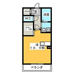 アルフラットA ワンルームの間取図画像