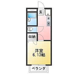 サマックス聖ハイツまいむ2 1Kの間取図画像